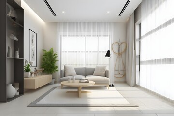 Fototapeta na wymiar aesthetic living room. generative Ai