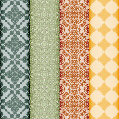 vector retro bookmarks with seamless floral patterns, eps 10, gradients mesh