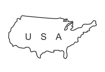 USA map in a stroke. Outline of the USA in black on a white background. USA vector map