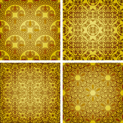 vector seamless golden patterns, oriental style can be used as background, wrapping paper or wallpaper
