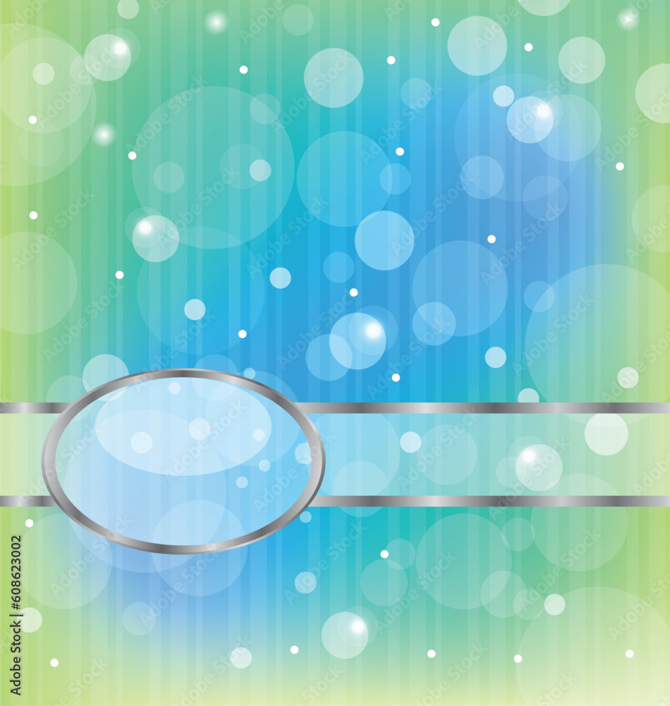 Poster illustration colorful bokeh abstract light background with metallic frame- vector