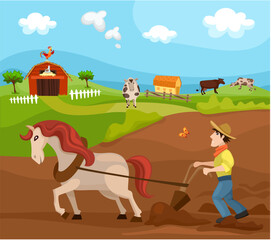 Obraz na płótnie Canvas vector illustration of a cute farm