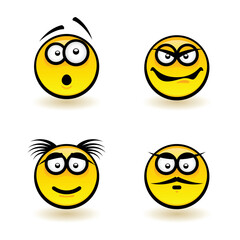 Fototapeta premium Cartoon faces. Set of third. Illustration of designer on white background