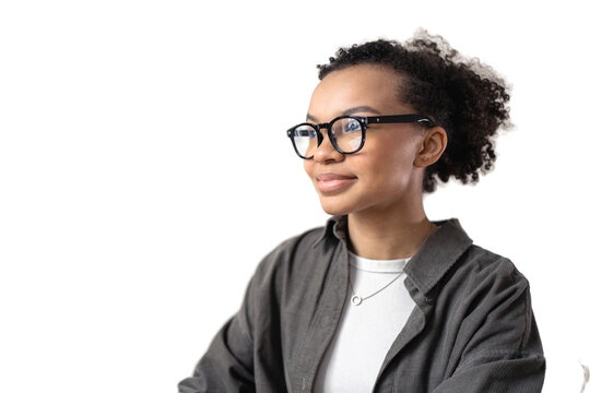 A woman with glasses portrait of a secretary working in an office workspace
