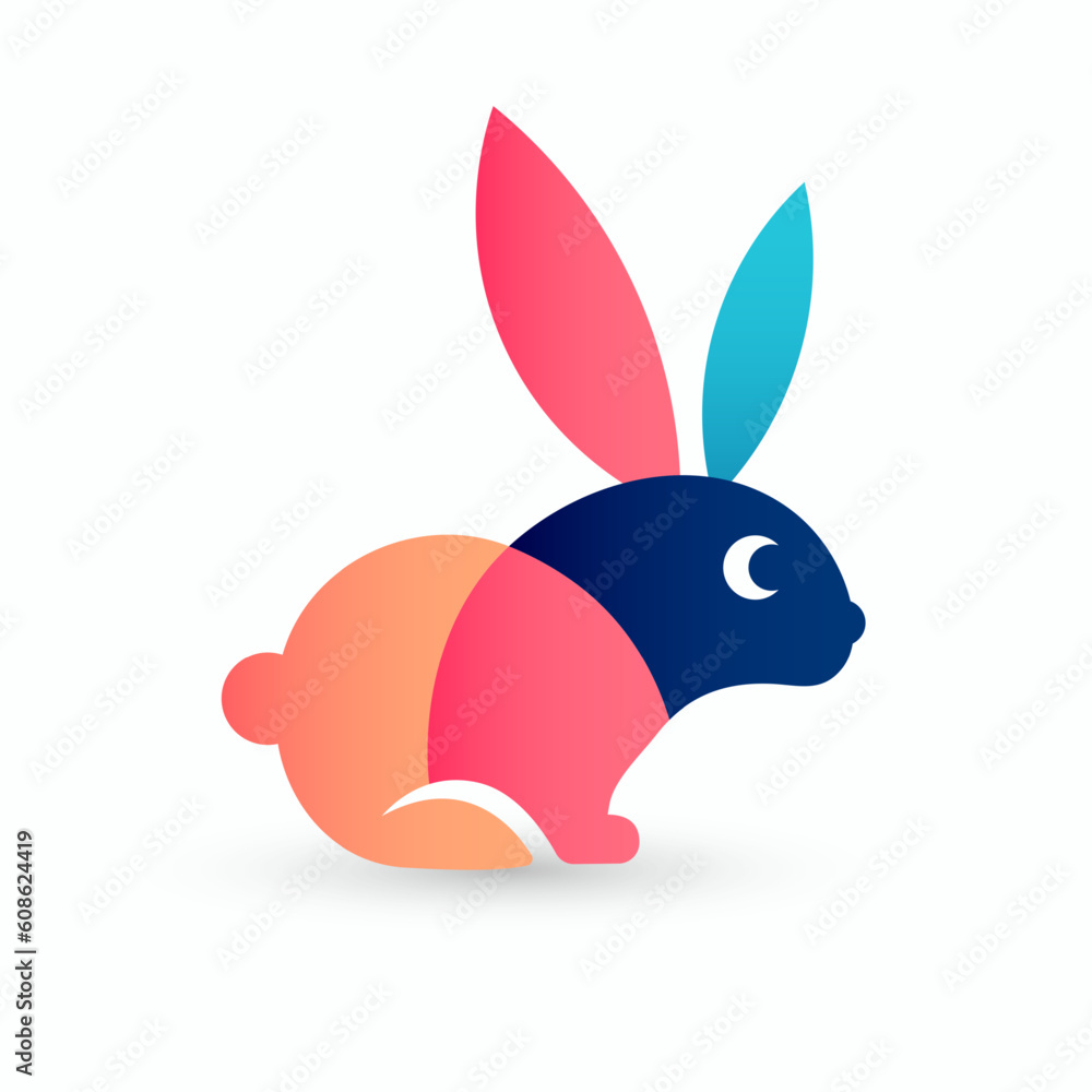 Poster color overlap logo with an adorable and lovely design inspired by intersecting arches and vibrant co