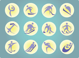 Symbols of winter Olympic sports - obrazy, fototapety, plakaty