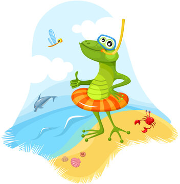 vector illustration of a funny frog