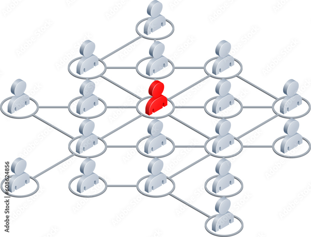 Aufkleber conceptual illustration of a network of people linked together like the internet or social media net
