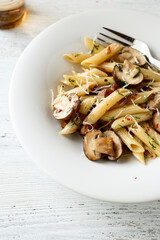 penne pasta with roasted mushrooms