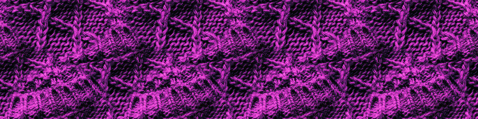 Knitting Texture. Purple Seamless Winter. Bright