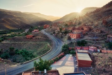 view of a village in the moroccan mountains, Atlas Mountains