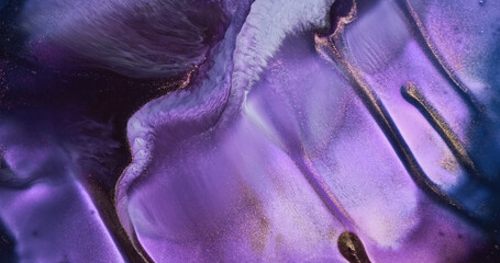 Purple paint wave flow down. Amazing white-purple ink foam flowing background. Shiny ink mix background. Fluid backdrop. Acrylic move pattern texture. Dark pink liquid river color art