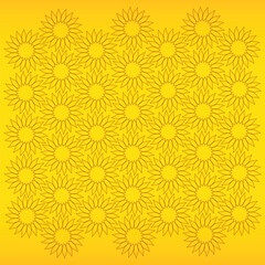 fine abstract background with sunflowers on yellow