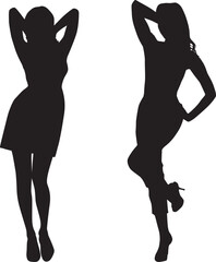 Silhouettes of fashion girls