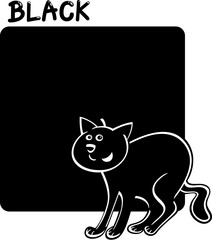 Cartoon Illustration of Color Black and Cat