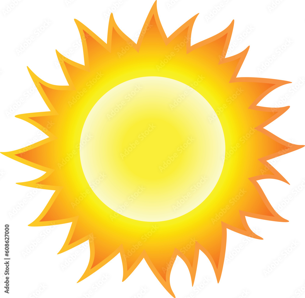 Poster the sun burning like flame. isolated on white background. vector illustration