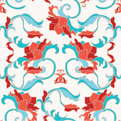 Fototapeta na wymiar Elegant floral wallpaper - seamless pattern