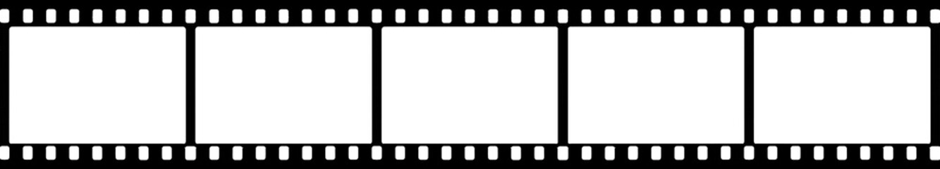 35 mm filmstrip with five frames with transparent  background (PNG image) for banners, mockups, designs etc.