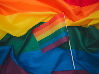 The rainbow flag or LGBTQ flag. Pride month.