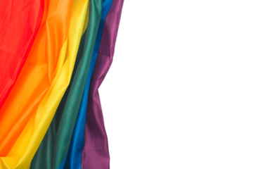 Part of the rainbow flag or LGBTQ flag is on a transparent background. Pride month