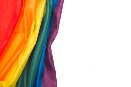 Part of the rainbow flag or LGBTQ flag is on a transparent background. Pride month