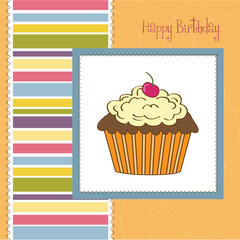 birthday card with cupcake