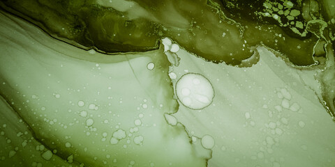 Marble Swirl Design. Sea Alcoholic Ink. Olive Spanish Marble. Oil Paint. Vegetarian Watercolor. Blurred Color. Lime Acrylic Color Painting.