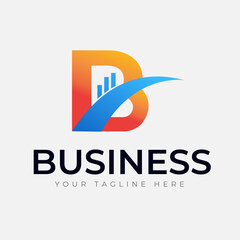 B Business Growing online modern idea logo with arrow forward logo template editable