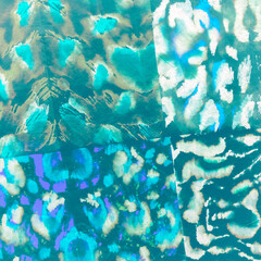 Spotted Animal Skin. Turquoise Panther Texture.