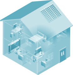 Local area network with devices like phones, games consoles, pc desktop computer, laptop, and tv connected in a network, wired and wireless.