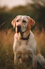 Portrait of a Golden Labrador Retriever dog. Generative AI.