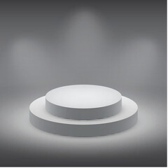 3d isolated Empty white podium on dark background. Vector illustration.