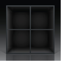 3d Empty shelf for exhibit in the wall. Vector illustration.