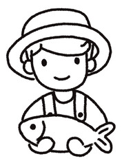 cute colored drawing icon symbol fisherman