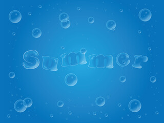 Illustration of a summer text made of bubbles in water