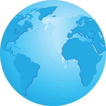 Transparent globe with an emphasis on the Atlantic Ocean. Vector illustration.