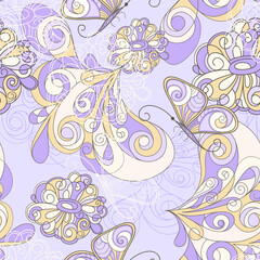 Fototapeta na wymiar vector seamless pattern with butterflies and flowers, can be used as pattern, background, or wrapping paper