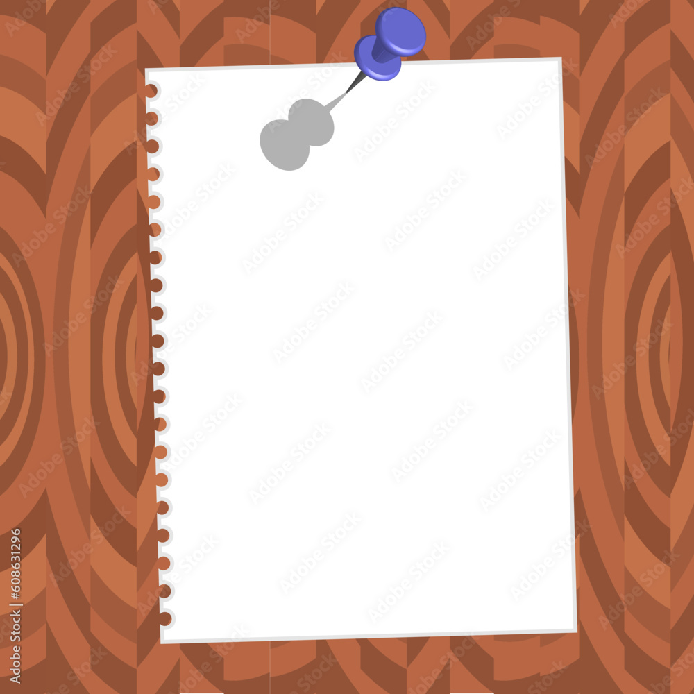 Poster paper with pin on brown wood texture also available as a vector in adobe illustrator eps format, com