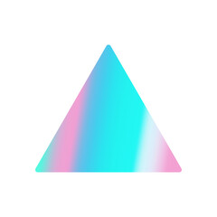 Holographic sticker in the form of a triangle isolated on a white background. Gradient pastel rainbow patch, 90s, 00s, Y2K style.