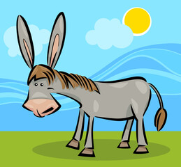 Fototapeta na wymiar cartoon illustration of cute gray farm donkey