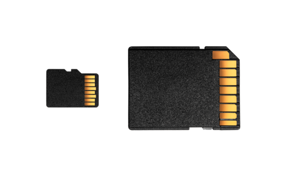 Memory card with copyspace isolated on a white background.