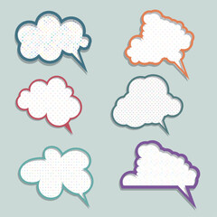 Collection of speech bubbles with polka dot designs