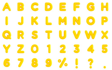 Yellow Bubble shapes font 3d render