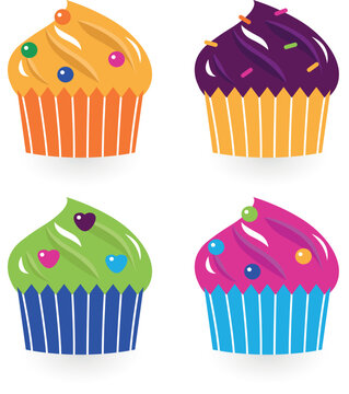Cute cupakes. Vector illustration