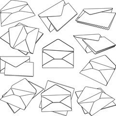 Set of open Envelopes. Vector Illustration