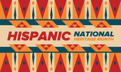 National Hispanic Heritage Month in September and October. Hispanic and Latino Americans culture. Celebrate annual in United States. Poster, card, banner and background. Vector illustration