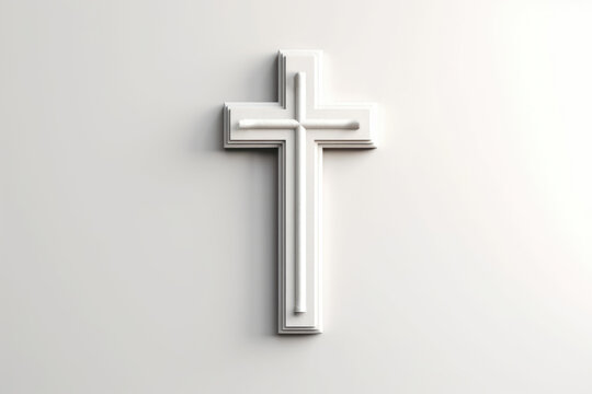 White christian cross on building wall. Generative AI