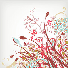 illustration drawing of floral background