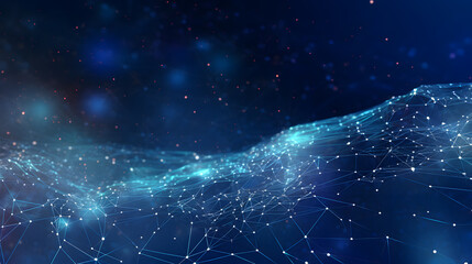 abstract digital background that showcases the dynamic flow of binary code through a network of interconnected nodes AI