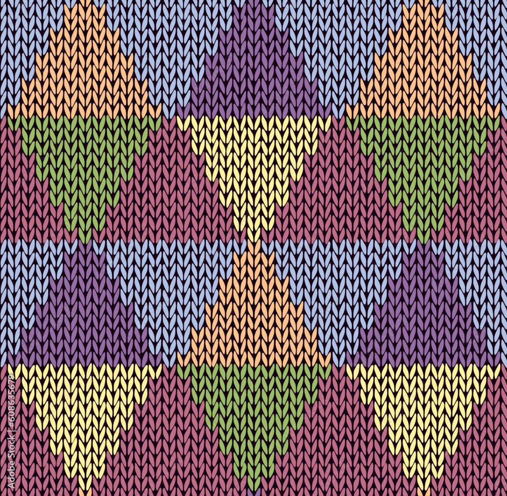 Poster style seamless color knitted pattern